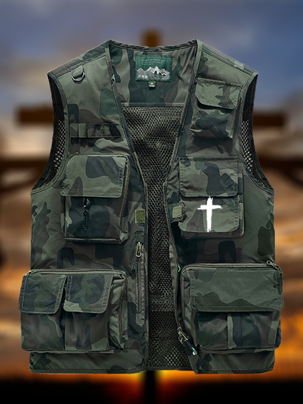 [Copy]Cross Printed Jesus God Christian Outdoor Quick-dry Vest