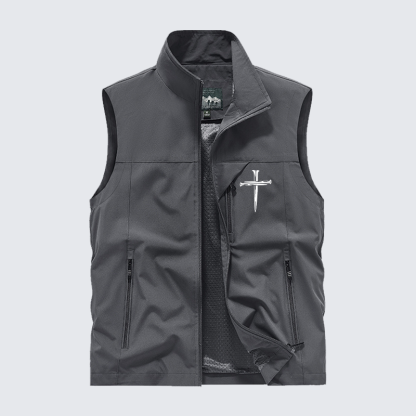 Cross Printed Jesus God Christian Outdoor Quick-dry Vest
