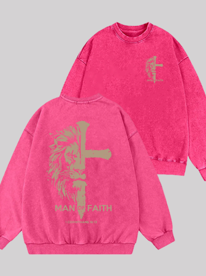 Man of Faith Christian Washed Sweatshirt