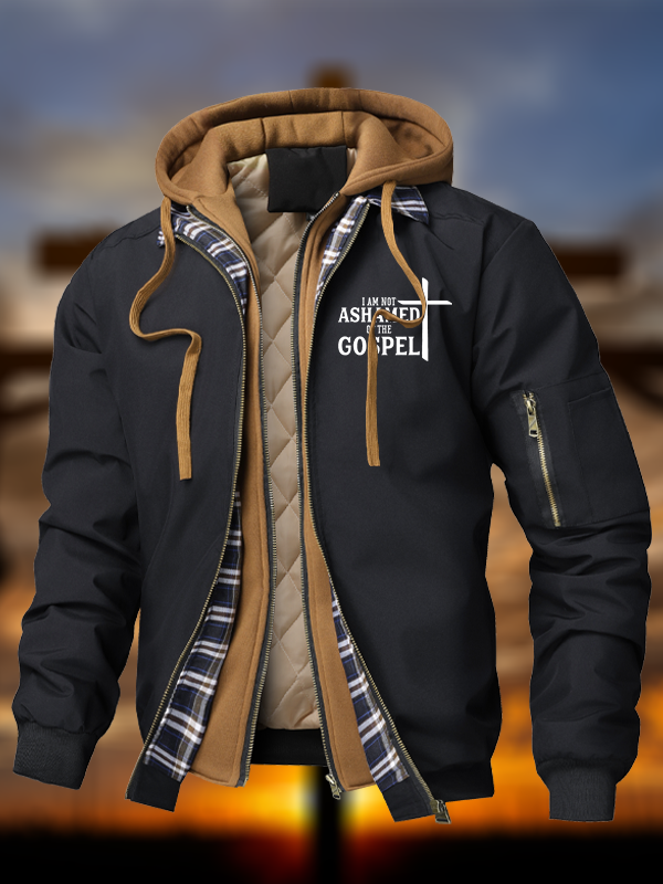 I Am Not Ashamed Of The Gospel Warm Hooded Bomber Jacket