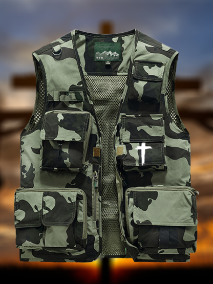 [Copy]Cross Printed Jesus God Christian Outdoor Quick-dry Vest