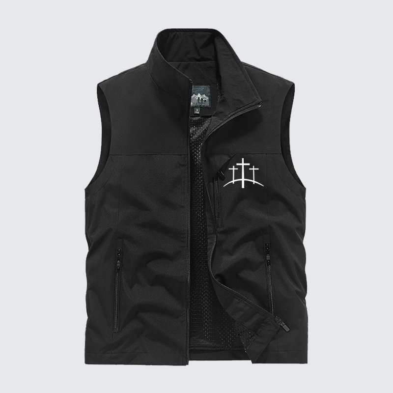 Cross Printed Jesus God Christian Outdoor Quick-dry Vest