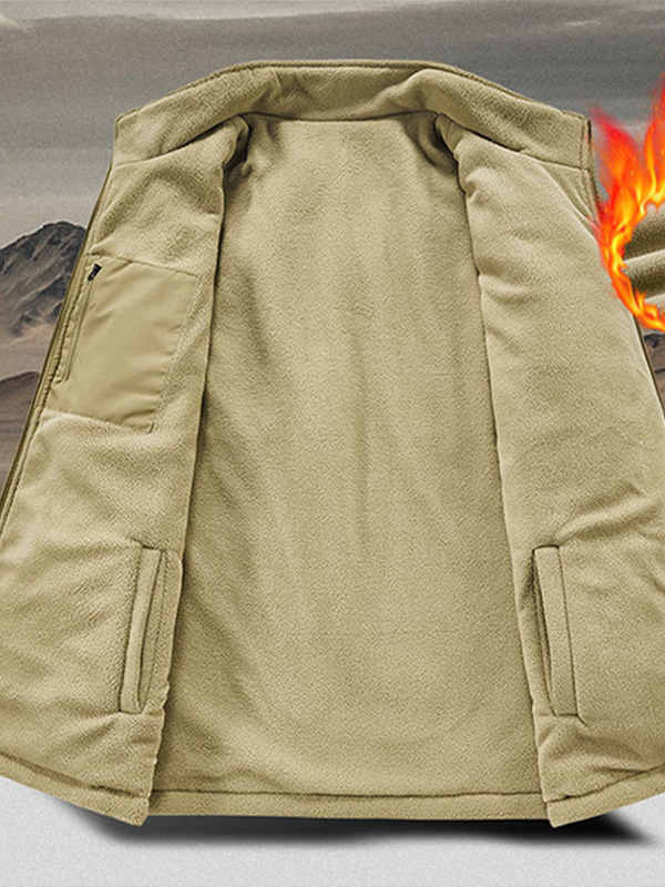 Cross Print Reversible Outdoor Fleece-Lined Multi-Pocket Vest