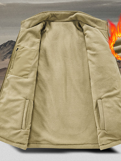 Cross Print Reversible Outdoor Fleece-Lined Multi-Pocket Vest