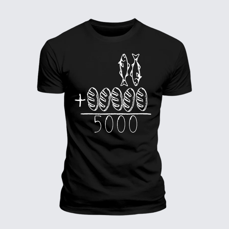 2 Fishes 5 Breads Jesus Feeds The 5000 Jesus God Christian Premium Mercerized Cotton Tee