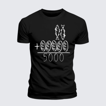 2 Fishes 5 Breads Jesus Feeds The 5000 Jesus God Christian Premium Mercerized Cotton Tee