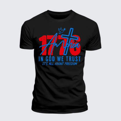 1776 In God We Trust Jesus God Christian Premium Mercerized Cotton Tee