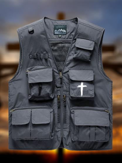[Copy]Cross Printed Jesus God Christian Outdoor Quick-dry Vest