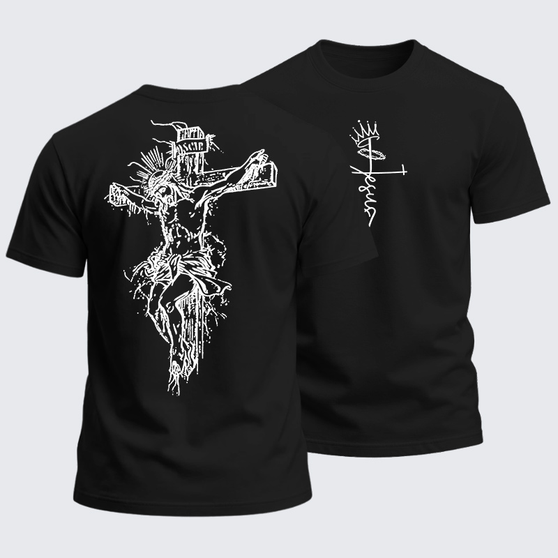 Man Of God Husband Dad Jesus God Christian Cotton T-Shirt