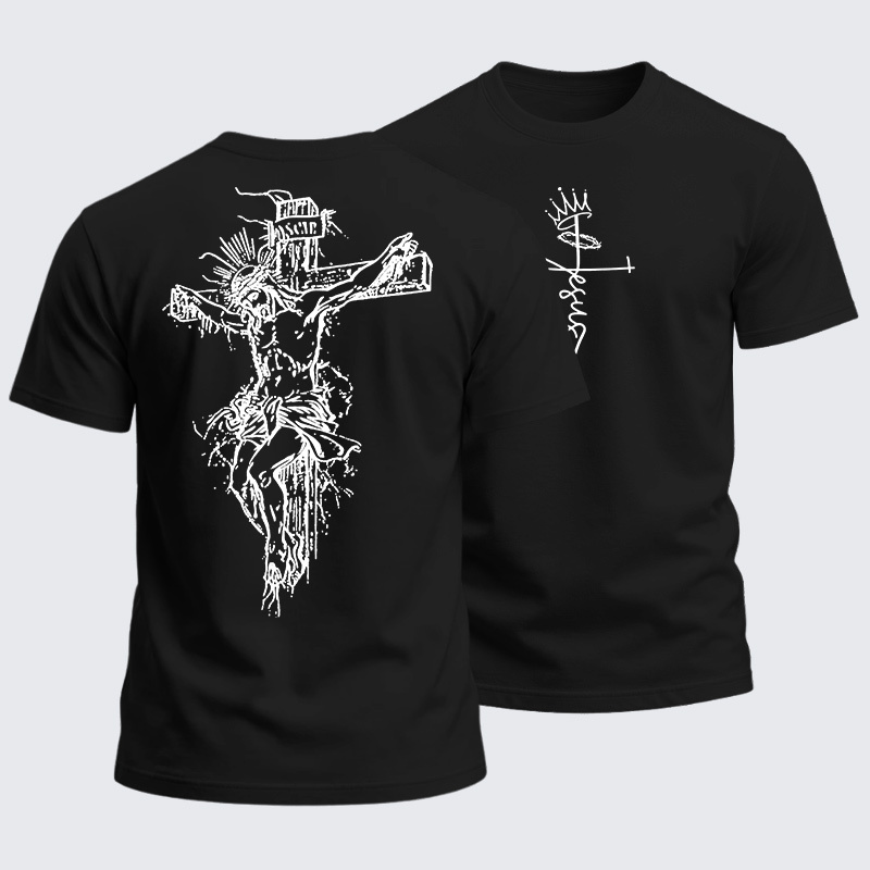Man Of God Husband Dad Jesus God Christian Cotton T-Shirt
