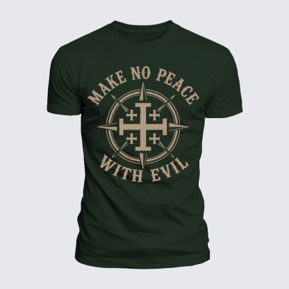 Luxe Mercerized Cotton Tee - Make No Peace with Evil Jerusalem Cross