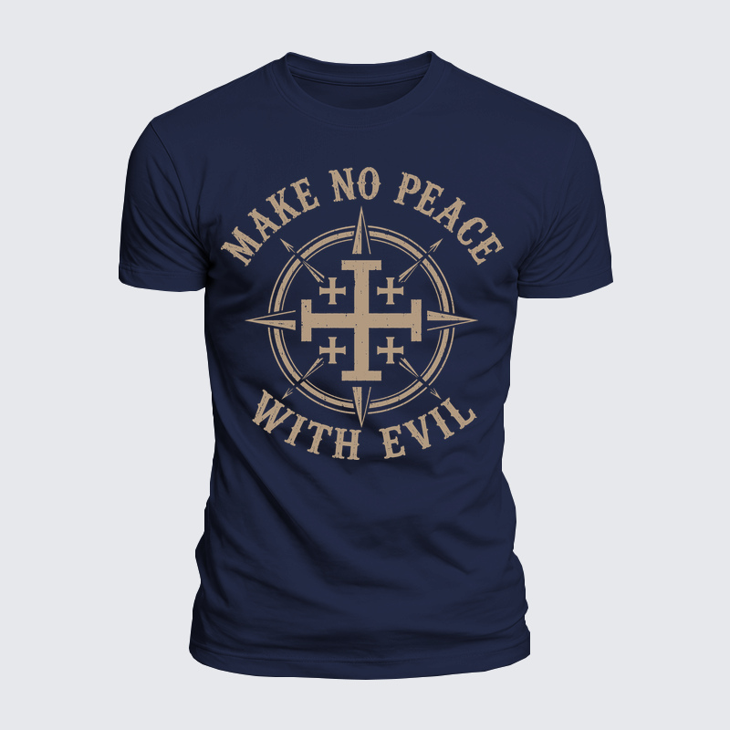 Luxe Mercerized Cotton Tee - Make No Peace with Evil Jerusalem Cross