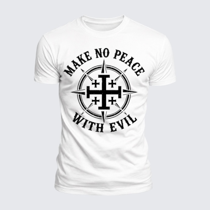 Luxe Mercerized Cotton Tee - Make No Peace with Evil Jerusalem Cross