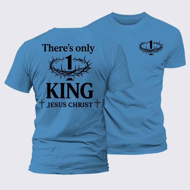 There's Only King Jesus God Christian Premium Mercerized Cotton Tee