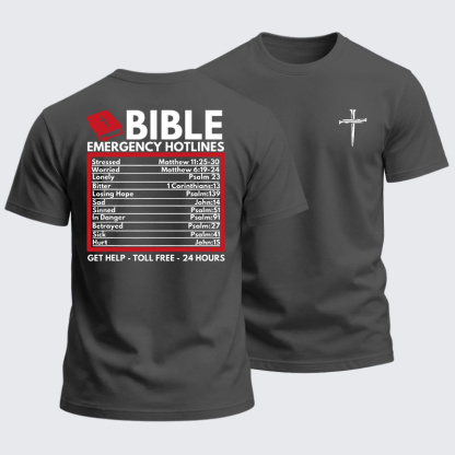 Heavyweight Cotton Tee - Bible Emergency Numbers