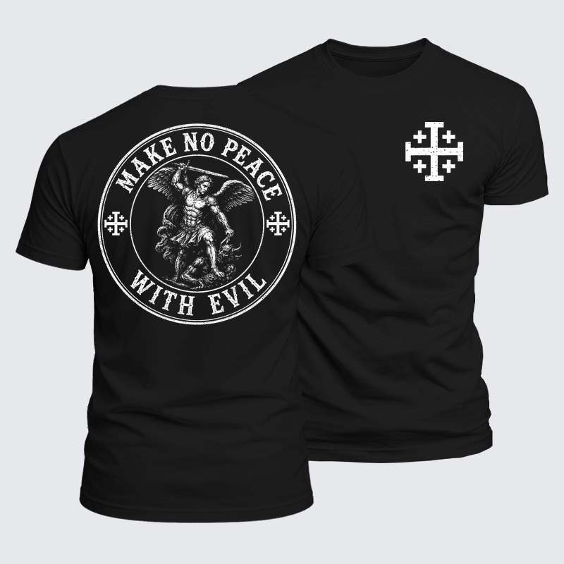 Luxe Mercerized Cotton Tee - Make No Peace with Evil Knight Templar Jerusalem Cross