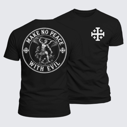 Luxe Mercerized Cotton Tee - Make No Peace with Evil Knight Templar Jerusalem Cross