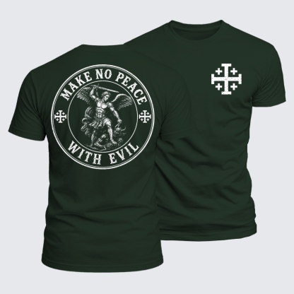 Luxe Mercerized Cotton Tee - Make No Peace with Evil Knight Templar Jerusalem Cross