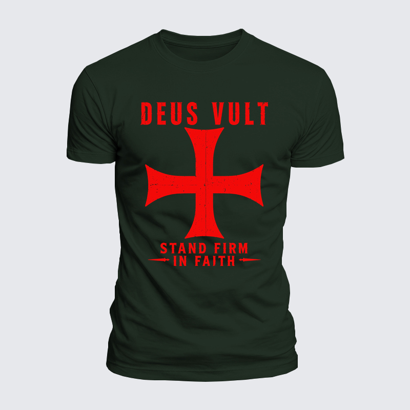 Luxe Mercerized Cotton Tee - Deus Vult Stand Firm In Faith