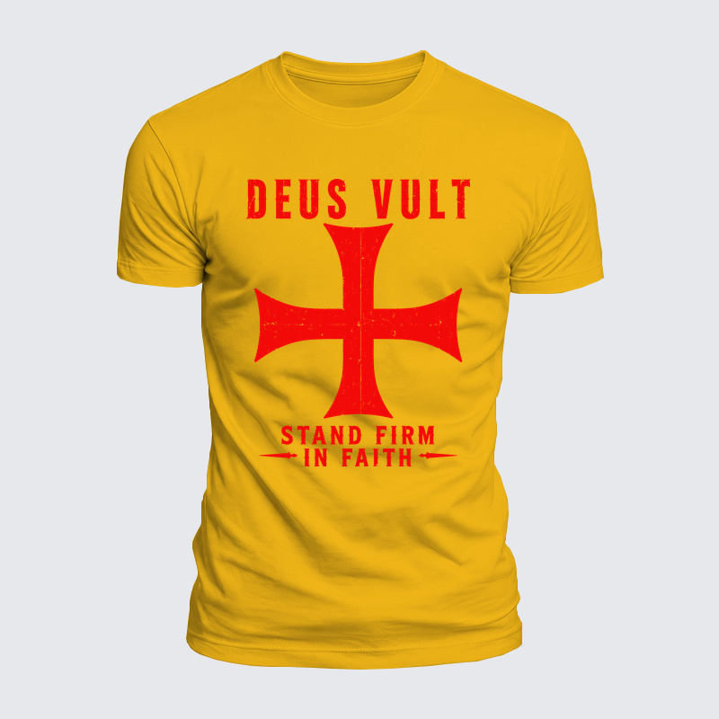 Luxe Mercerized Cotton Tee - Deus Vult Stand Firm In Faith