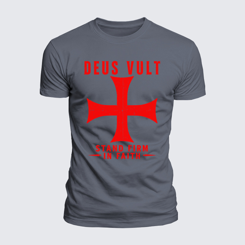Luxe Mercerized Cotton Tee - Deus Vult Stand Firm In Faith
