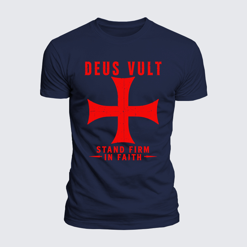 Luxe Mercerized Cotton Tee - Deus Vult Stand Firm In Faith