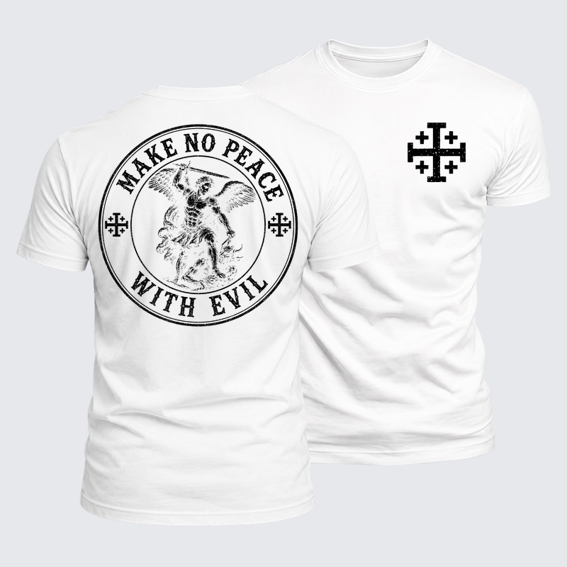 Luxe Mercerized Cotton Tee - Make No Peace with Evil Knight Templar Jerusalem Cross