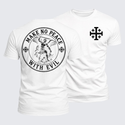 Luxe Mercerized Cotton Tee - Make No Peace with Evil Knight Templar Jerusalem Cross