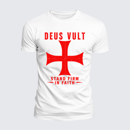 Luxe Mercerized Cotton Tee - Deus Vult Stand Firm In Faith