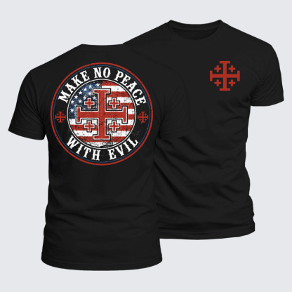 Luxe Mercerized Cotton Tee - Make No Peace with Evil Knight Templar Jerusalem Cross
