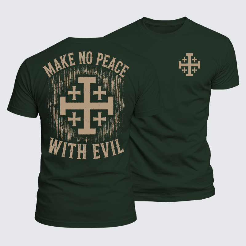 Luxe Mercerized Cotton Tee - Make No Peace with Evil Jerusalem Cross