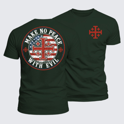 Luxe Mercerized Cotton Tee - Make No Peace with Evil Knight Templar Jerusalem Cross