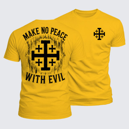Luxe Mercerized Cotton Tee - Make No Peace with Evil Jerusalem Cross