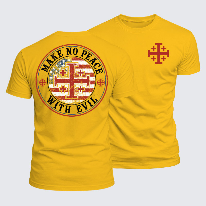 Luxe Mercerized Cotton Tee - Make No Peace with Evil Knight Templar Jerusalem Cross