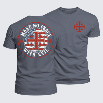 Luxe Mercerized Cotton Tee - Make No Peace with Evil Knight Templar Jerusalem Cross