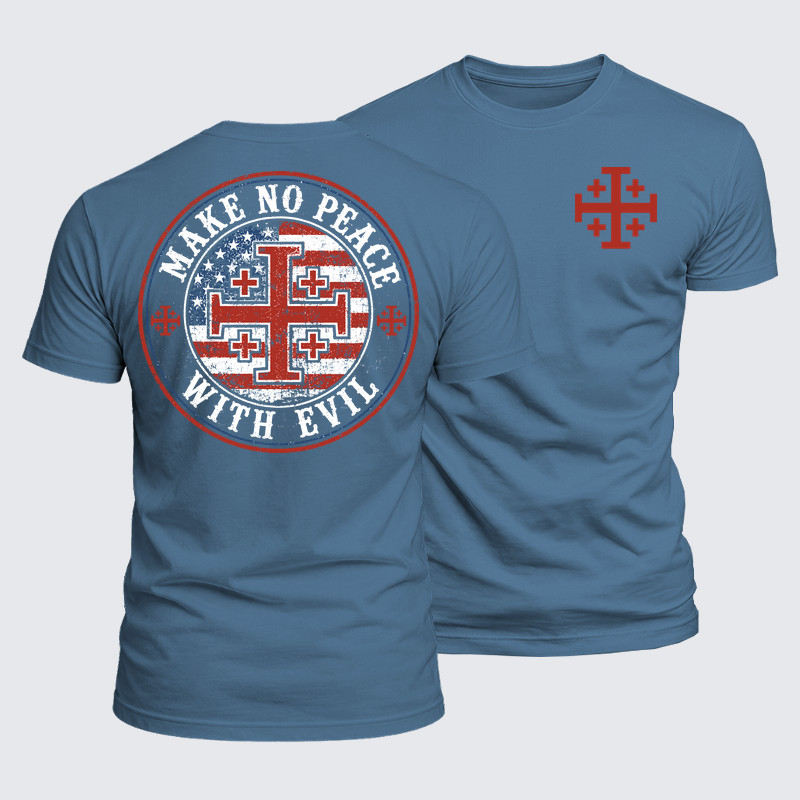 Luxe Mercerized Cotton Tee - Make No Peace with Evil Knight Templar Jerusalem Cross