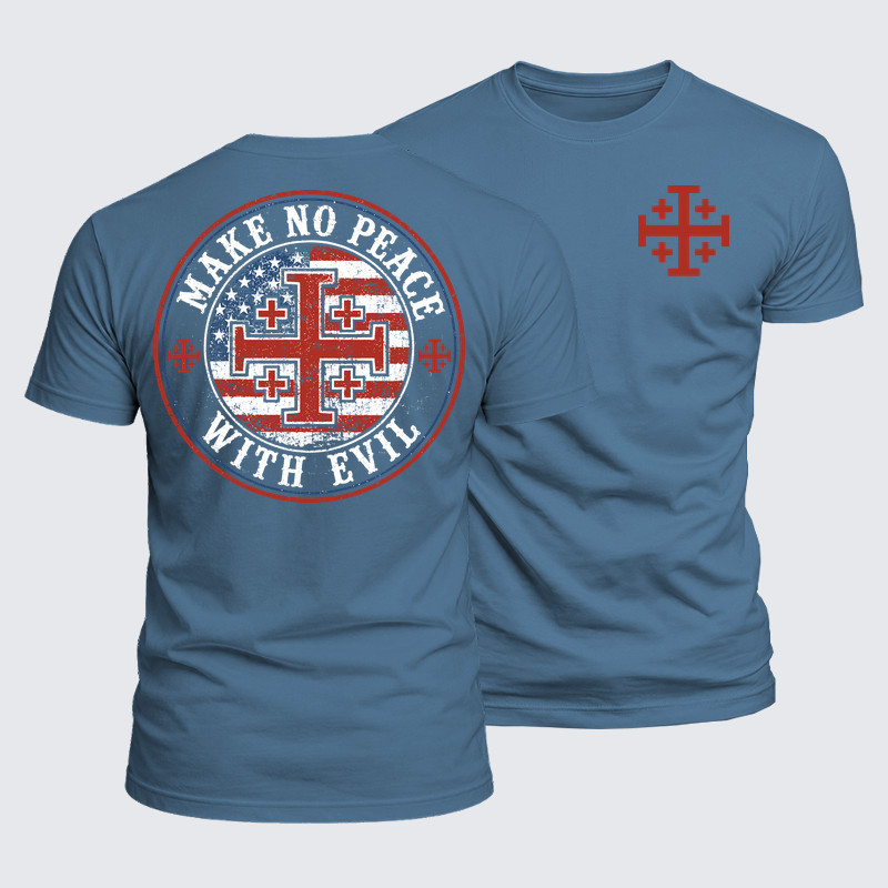 Luxe Mercerized Cotton Tee - Make No Peace with Evil Knight Templar Jerusalem Cross