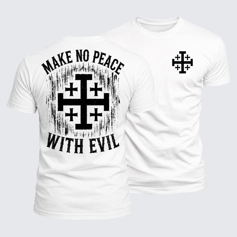 Luxe Mercerized Cotton Tee - Make No Peace with Evil Jerusalem Cross