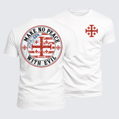 Luxe Mercerized Cotton Tee - Make No Peace with Evil Knight Templar Jerusalem Cross