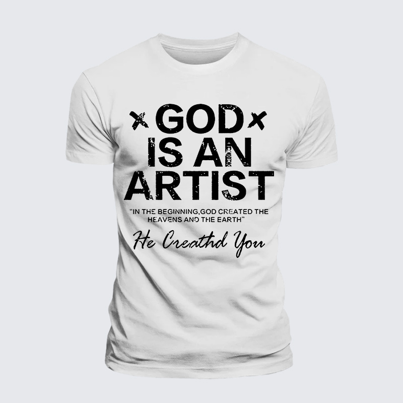 God Is An Artist Jesus God Christian Premium Mercerized Cotton Tee