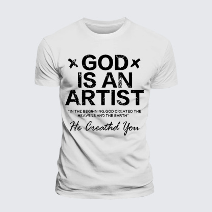 God Is An Artist Jesus God Christian Premium Mercerized Cotton Tee
