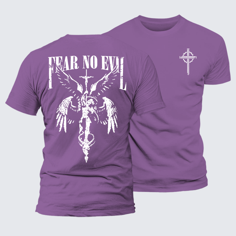 Fear No Evil Jesus God Christian Premium Mercerized Cotton Tee