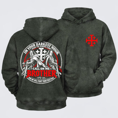 Washed Hoodie - Call On Me Brother – Knights of Faith