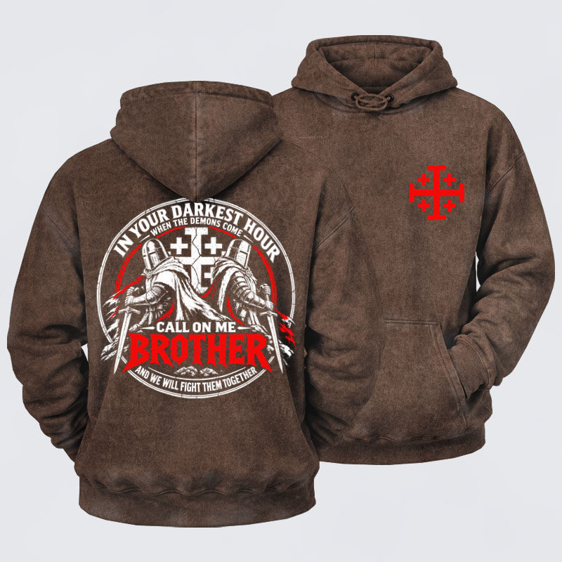 Washed Hoodie - Call On Me Brother – Knights of Faith