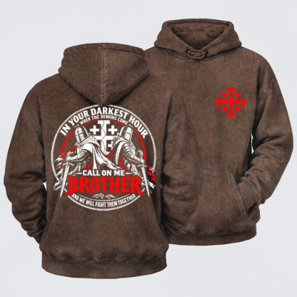 Washed Hoodie - Call On Me Brother – Knights of Faith