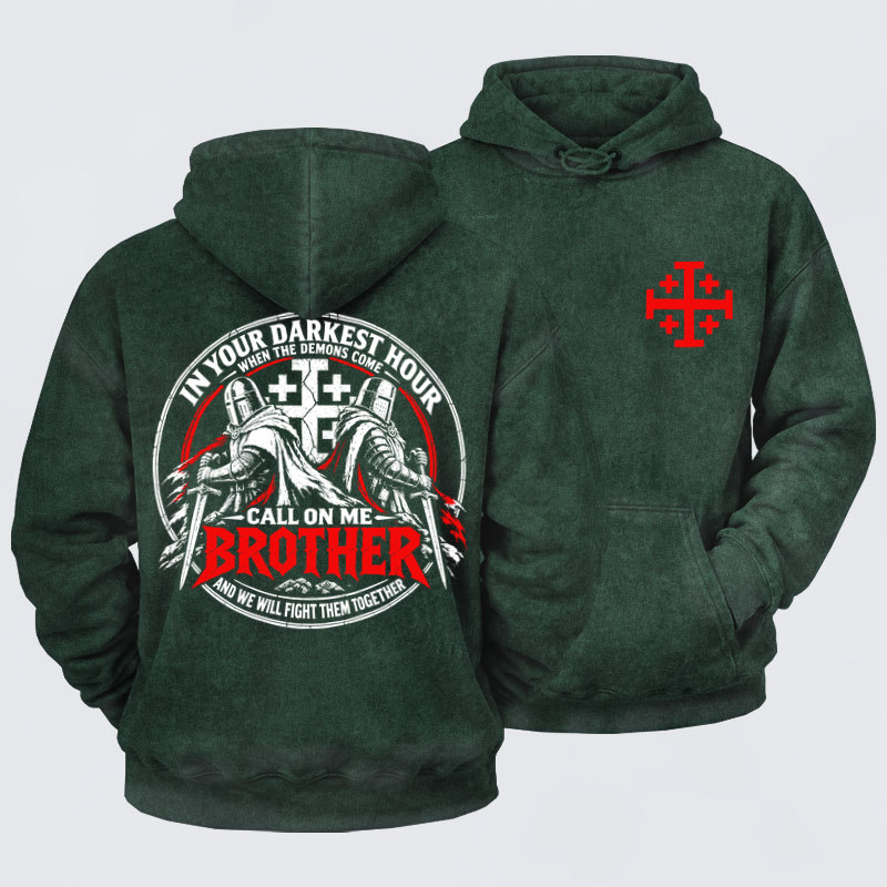 Washed Hoodie - Call On Me Brother – Knights of Faith