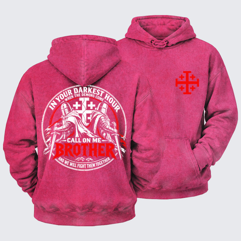 Washed Hoodie - Call On Me Brother – Knights of Faith