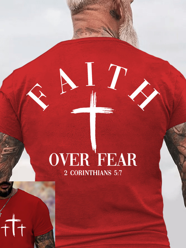 Faith Over Fear Jesus God Christian Cotton T-Shirt