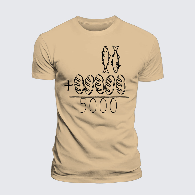 2 Fishes 5 Breads Jesus Feeds The 5000 Jesus God Christian Premium Mercerized Cotton Tee