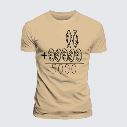 2 Fishes 5 Breads Jesus Feeds The 5000 Jesus God Christian Premium Mercerized Cotton Tee